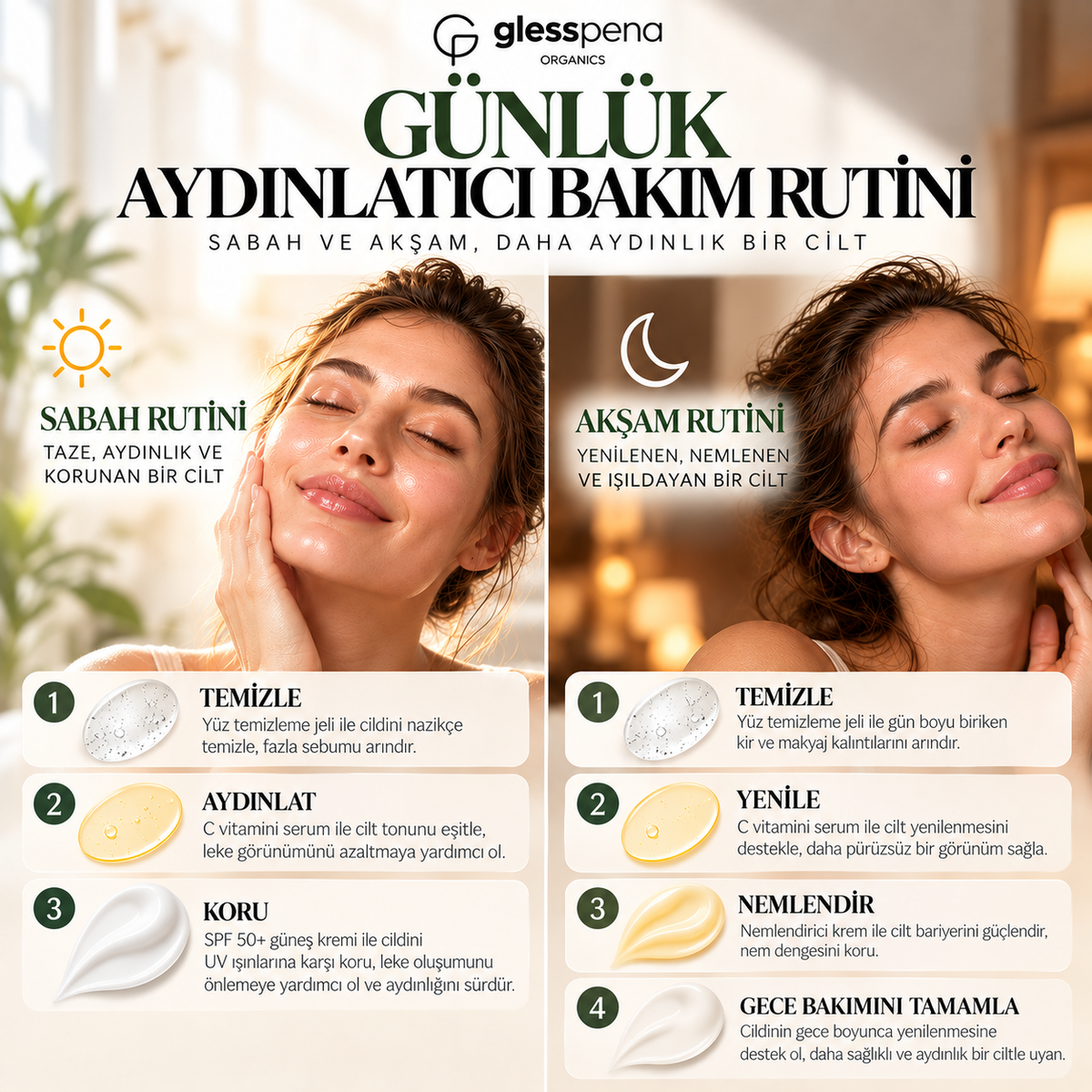Aydınlatıcı 4'lü Cilt Bakım Seti | glesspena organics