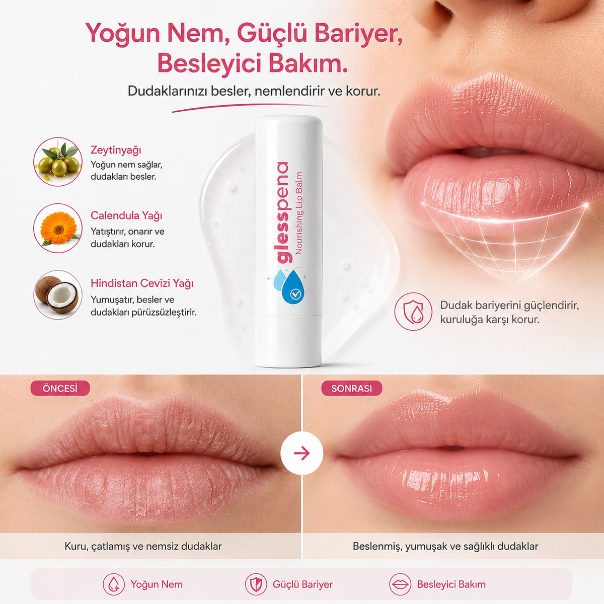 Doğal Dudak Kremi Besleyici ve Nemlendirici Lip Balm