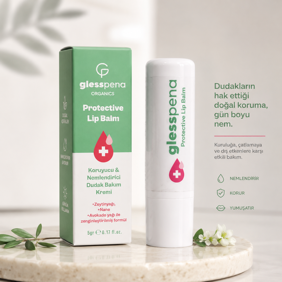 Doğal Dudak Kremi Koruyucu ve Nemlendirici Lip Balm 5 ml