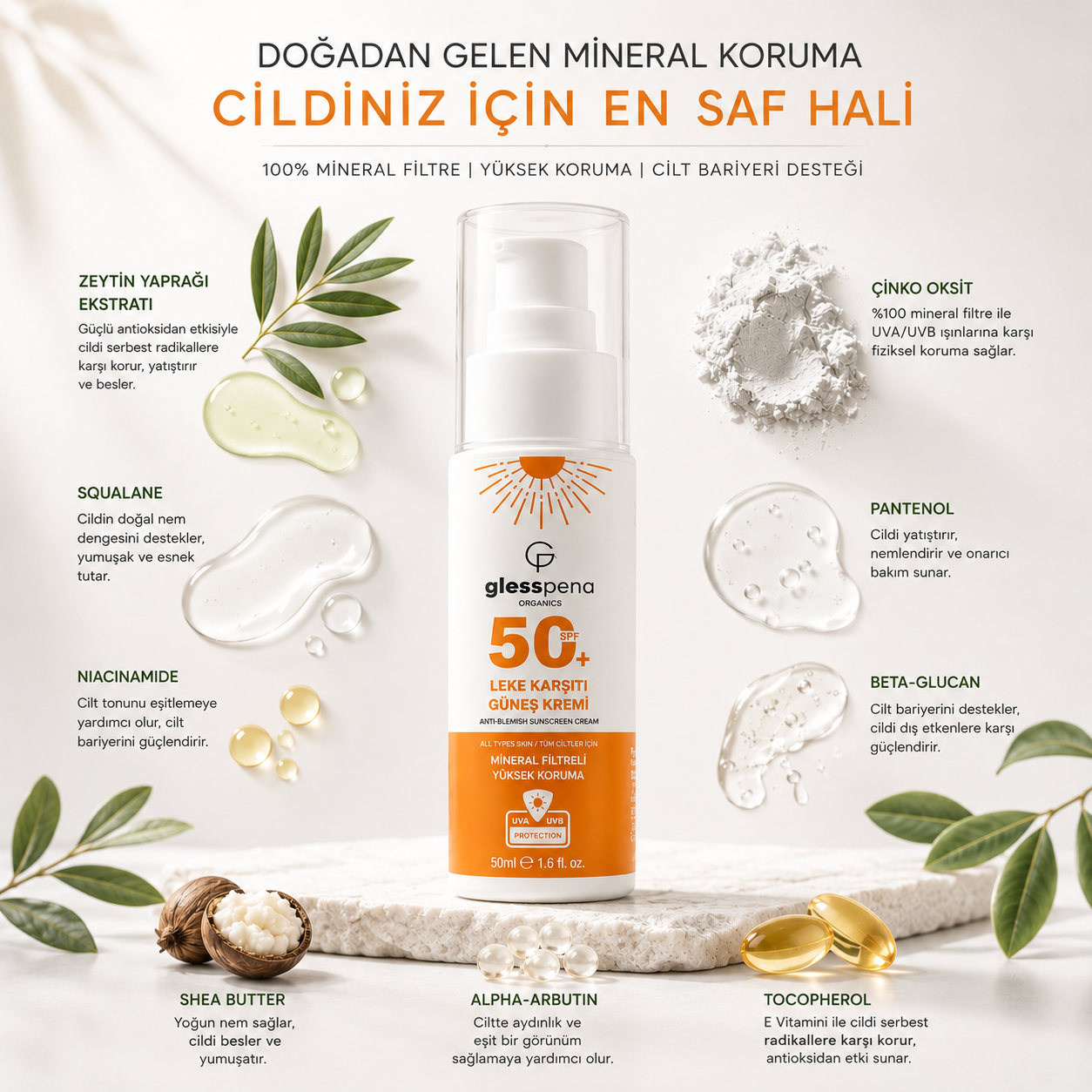 SPF 50+ Mineral Güneş Kremi 50 ml
