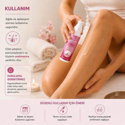Gless Pena Tüy Etkili Tüy Azaltıcı Solüsyon Kadın, istenmeyen tüylerin görünümünü azaltmak, seyrekleştirmek ve tüy çıkış süresini uzatmak amacıyla %100 doğal içeriklerle özel olarak geliştirilmiştir.