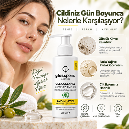 Olea Cleanse Aydınlatıcı Yüz Temizleme Jeli 200 ml – Niacinamide & Alpha Arbutin